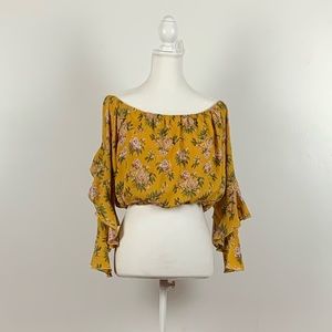 Mustard floral off the shoulder Charlotte Russe
